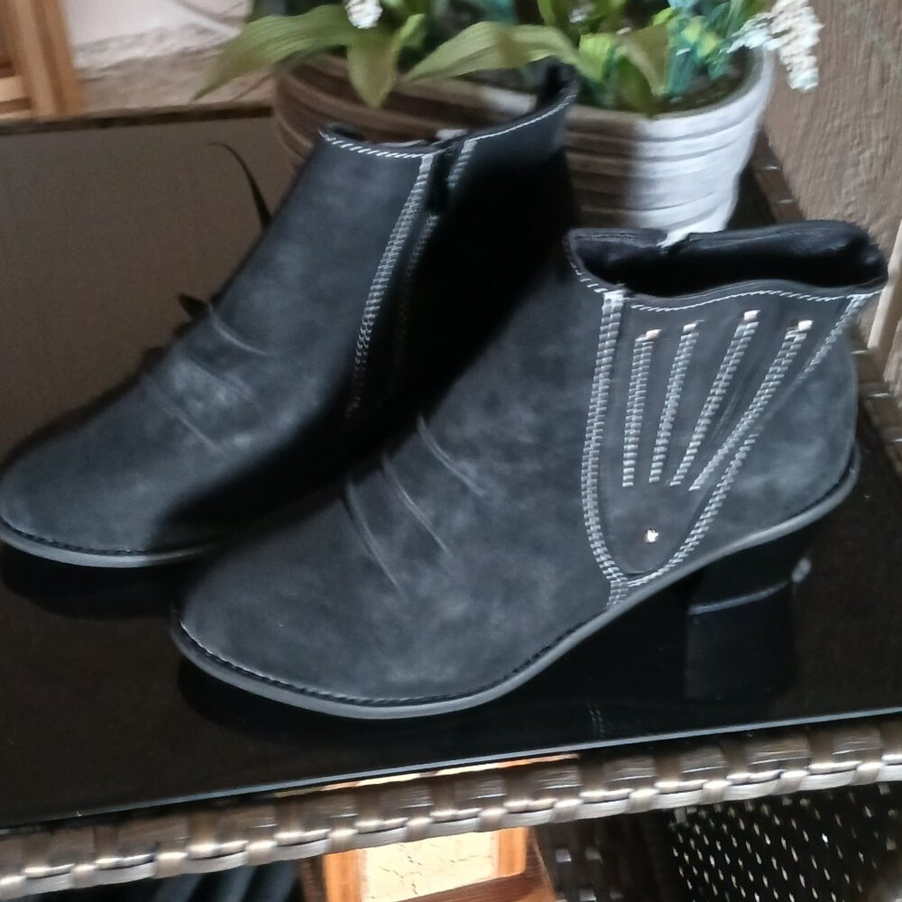 Distressed Black Ankle Boots